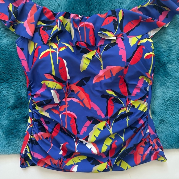 Tommy Hilfiger Vibrant Off-Shoulder Ruffle Tankini Size M - Picture 2 of 13